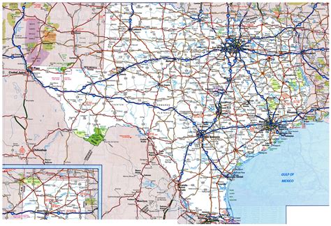 large detailed roads  highways map  texas state   cities