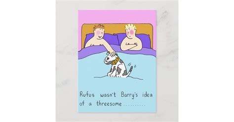 gay threesome cartoon humor postcard