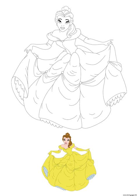 disney princess belle coloring page printable