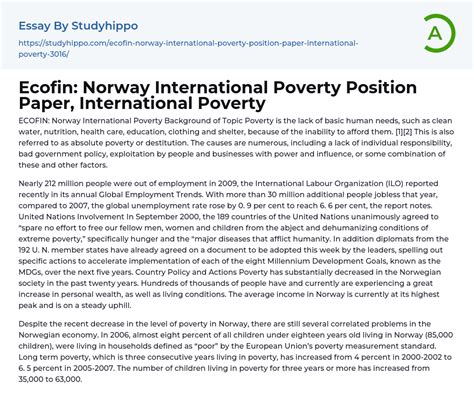 ecofin norway international poverty essay  studyhippocom