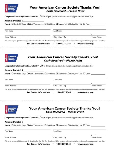 printable  donation receipt template