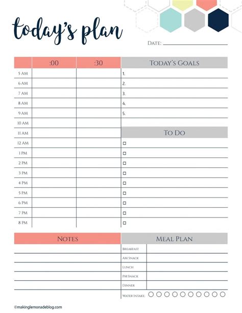 printable daily schedule chart  printable