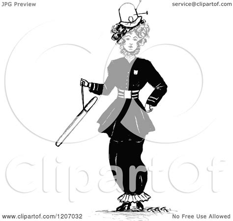 clipart of a vintage black and white police woman