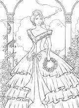 Coloring Pages Gown Ball Dress Wedding Getdrawings sketch template