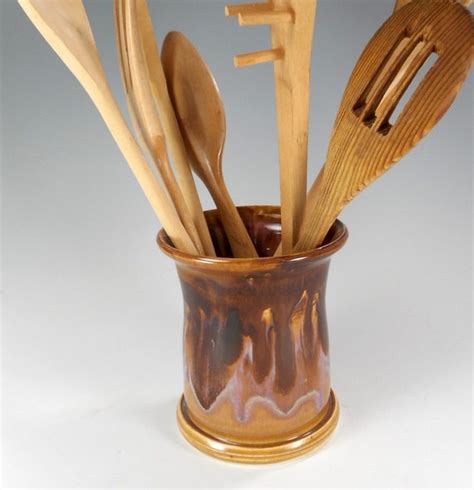 ceramic kitchen utensil holder pottery  willowtreepottery