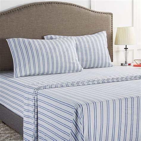 mainstays flannel sheet set blue stripe king walmartcom