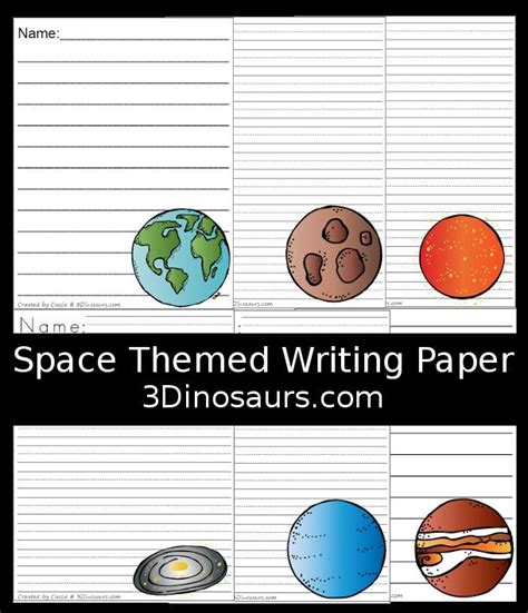outer space fun planet themed writing paper  writing paper