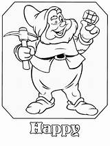 Coloring Happy Grumpy Dwarfs Seven Disney Pages sketch template