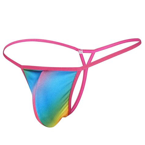 Rainbow Color Mens Thongs G Strings Gay Men Underwear U Convex Design
