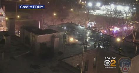 caught  video fdny drone  birds eye view  bronx fire cbs  york