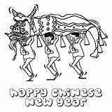 Chinese Coloring Year Pages Lion Dance Printable Food Years Color Happy Drawing Eve Talent Show Lunar Festival Kids Lanterns Dragon sketch template