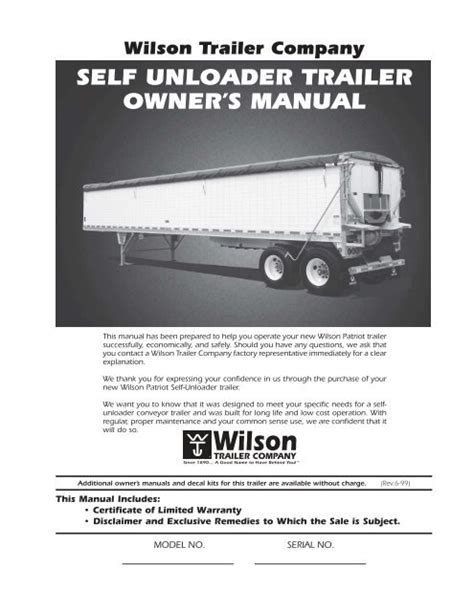 owners manual wilson trailer