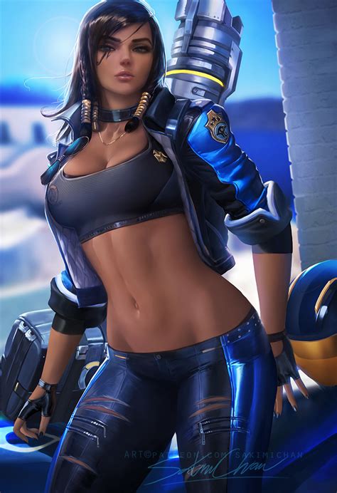 sakimiart my take on pharah from overwatch in casual biker