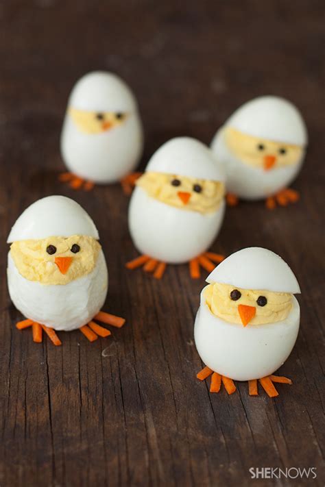turn deviled eggs into adorable hatching chicks