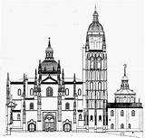 Catedral Sevilla Segovia Fachada Alzado Guardado sketch template