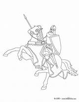 Chevalier Cheval Pferd Ritter Caballo Cavaleiro Armure Andando Cavalo Hellokids Colorier sketch template