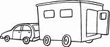 Trailer Coloring Pages Camper Truck Horse Wheel Color sketch template