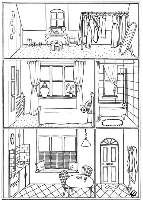 bundle   colouring pages house interiors instant etsy uk house