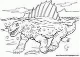 Dimetrodon Coloring Dinosaurs Pages Water Under Color Print sketch template