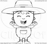 Farmer Boy Happy Coloring Clipart Cartoon Thoman Cory Outlined Vector Illustration Royalty Protected Collc0121 sketch template