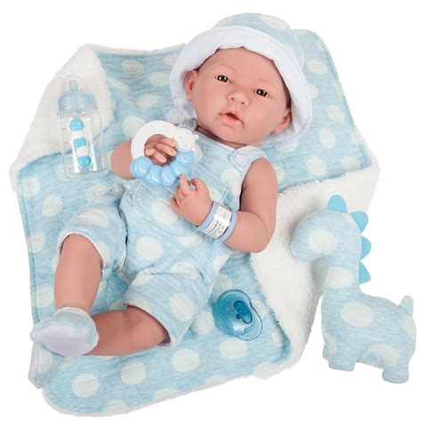 jc toys la newborn allvinyl real boy   baby doll blue  white