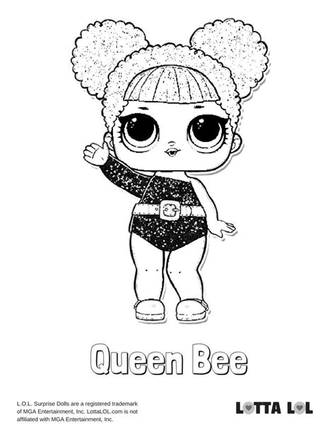 queen bee glitter coloring page lotta lol bee coloring page cute