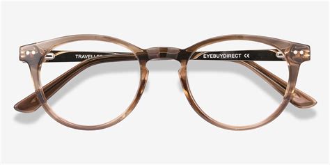 traveller round brown striped full rim eyeglasses eyebuydirect