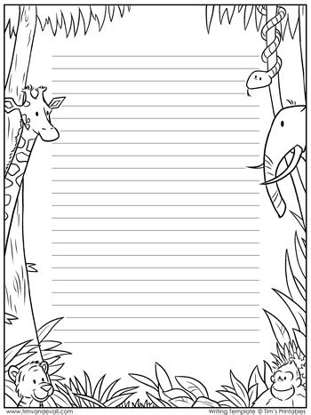 animal writing paper tims printables