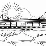 Coloring Dolphins Cruise Ship Three Pages Netart sketch template