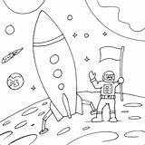 Moon Landing Coloring Space Pages Colouring Color Print Kids sketch template