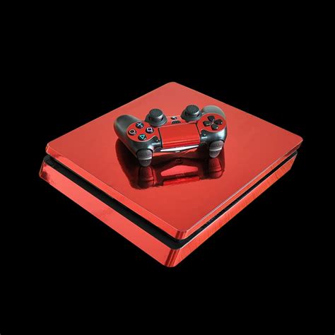 chrome red full decal sticker  sony playstation  slim console skin  controller skins ps