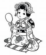 Coloring Girl Geisha Pages Japanese Getcolorings Dolls Colouring sketch template