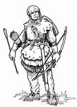 Medieval Drawing Soldier Yeoman Getdrawings sketch template