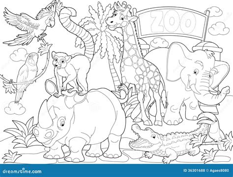 coloring page  zoo illustration   children royalty