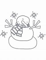 Snowman Coloring Pages Snowflake sketch template