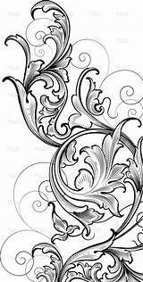 Engraving Leather Hand Tattoo Pattern Patterns Acanthus Ornamente Tooling Scroll Carving Scrollwork Drawings Vector Print Work Engraver Designed Carefully Highly sketch template