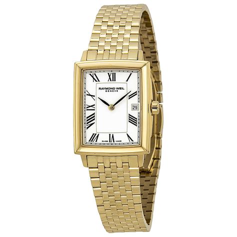 raymond weil tradition gold tone white dial ladies   p