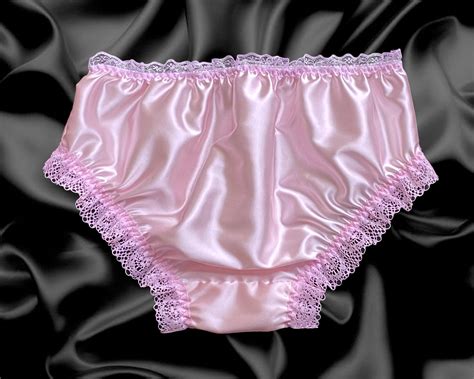 White Satin Frilly Lace Trim Sissy Panties Knicker Underwear Briefs