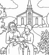 Coloring Pages Church Book Reading Frontyard Color sketch template