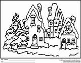 Village Coloring Christmas Pages Printable Clip Winter Drawing Clipart Copyright Color Scene Teacher Kids Print Getcolorings Sheets Line Holiday Clipground sketch template