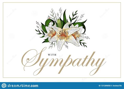 condolences sympathy card floral lily bouquet  lettering