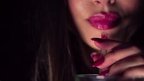 sexy nails lips drinking a stock footage video 100