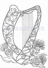 Harp Arpa Celtic Impresionante Harpa Colorier Harfe Harpe Maravilhosa Colorironline sketch template