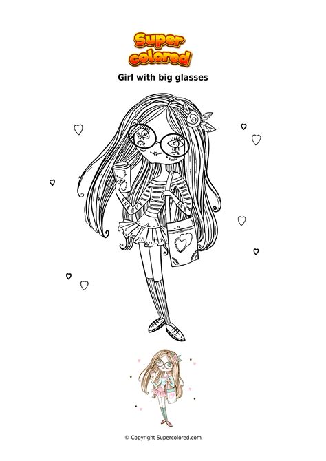 coloring page girl  big glasses coloring pages big glasses color