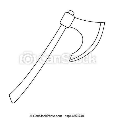 viking battle axe icon  outline style isolated  white background