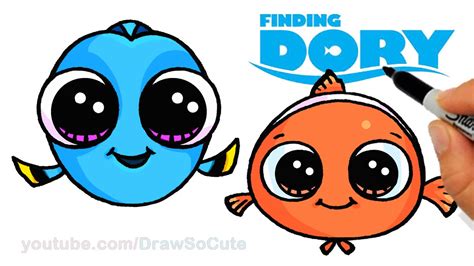 draw baby dory  nemo easy step  step cute finding dory