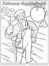 Johnny Appleseed Coloring Apple Sheet Seeds Celebrates Charming Educationworld sketch template