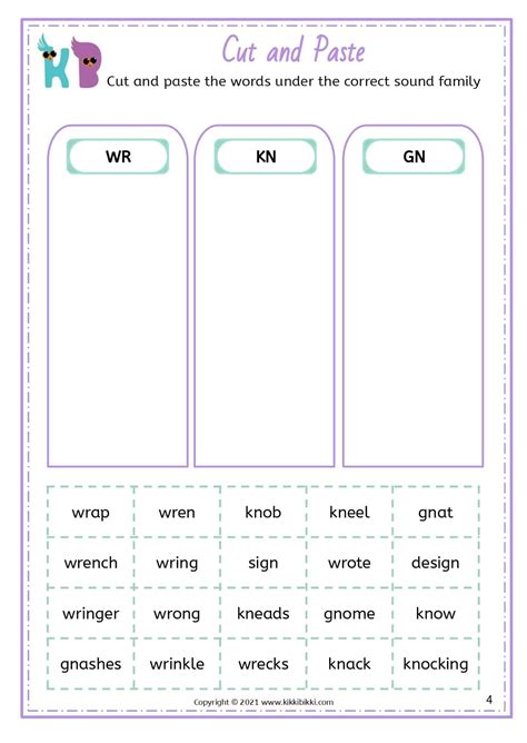 learn  spell wr kn gn words  phonics worksheets