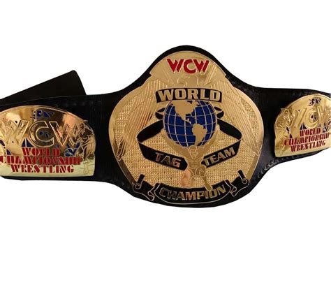 Wcw World Tag Team Wrestling Championship Belt Black Leather Strap