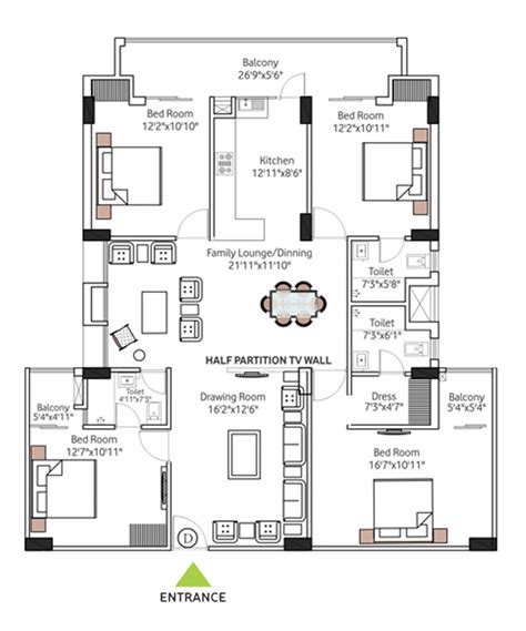 bhk apartment floor plan floorplansclick
